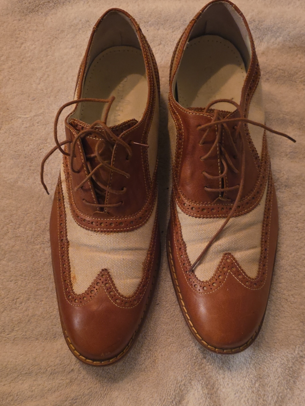 Cole Haan Brown and Beige Wingtip Oxfords